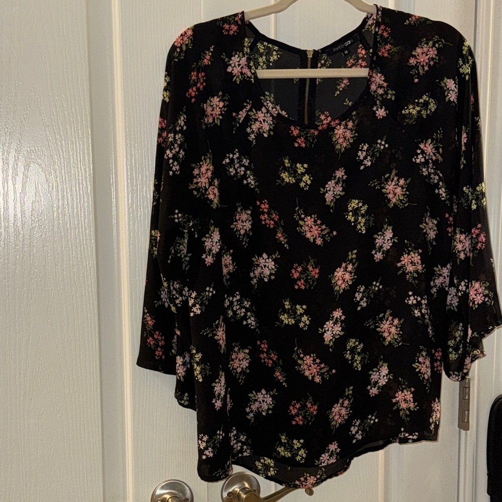 Papermoon Black Floral Blouse